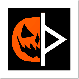 Halloween 6 pumpkin / thorn symbol (thurisaz) Posters and Art